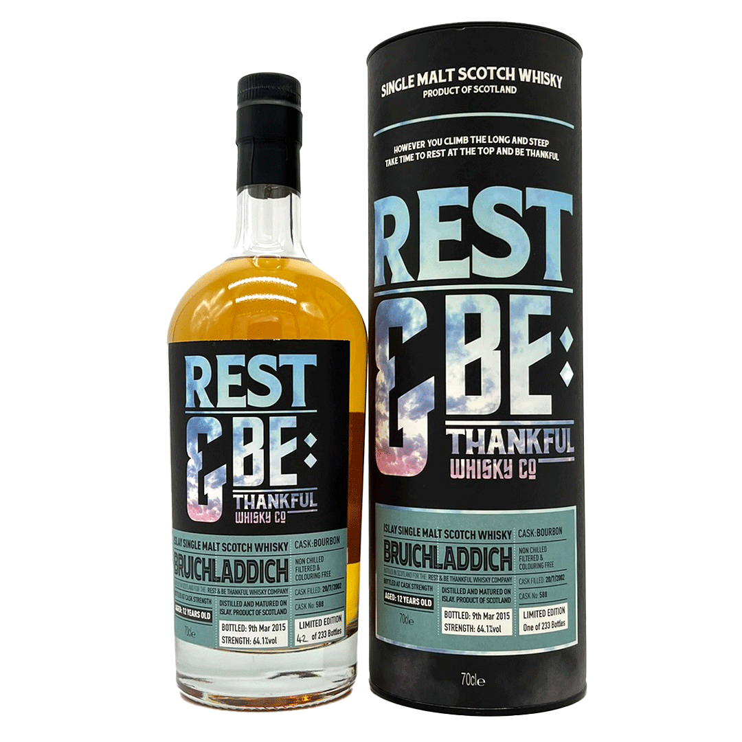 Bruichladdich 2002/2015 - Bourbon Cask - Fassnummer 588 - Rest & be Thankful Whisky Company