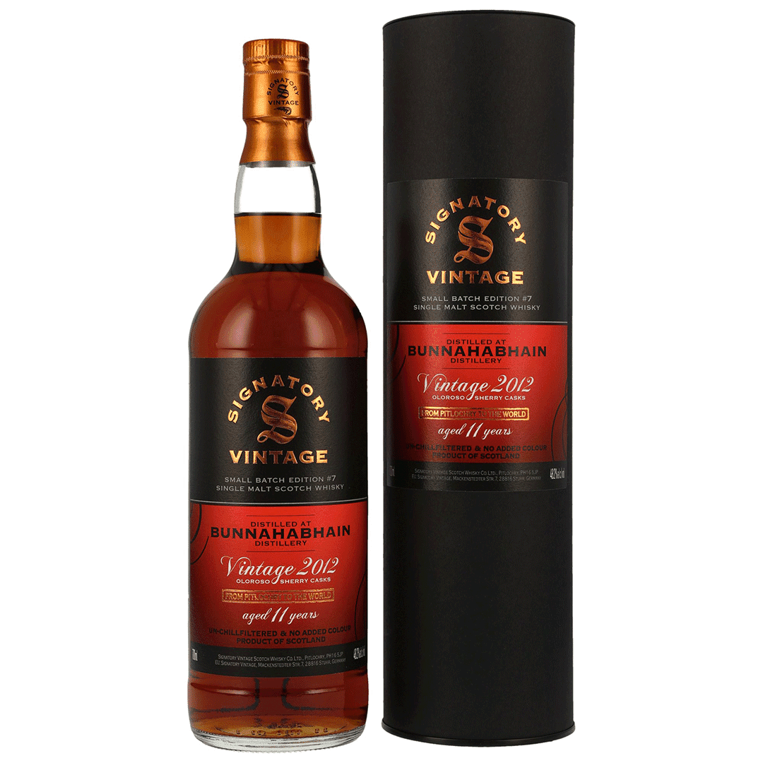 Bunnahabhain Vintage 2012 - 11 Jahre - Oloroso Sherry Casks - Small Batch Edition #7 - Signatory Vintage