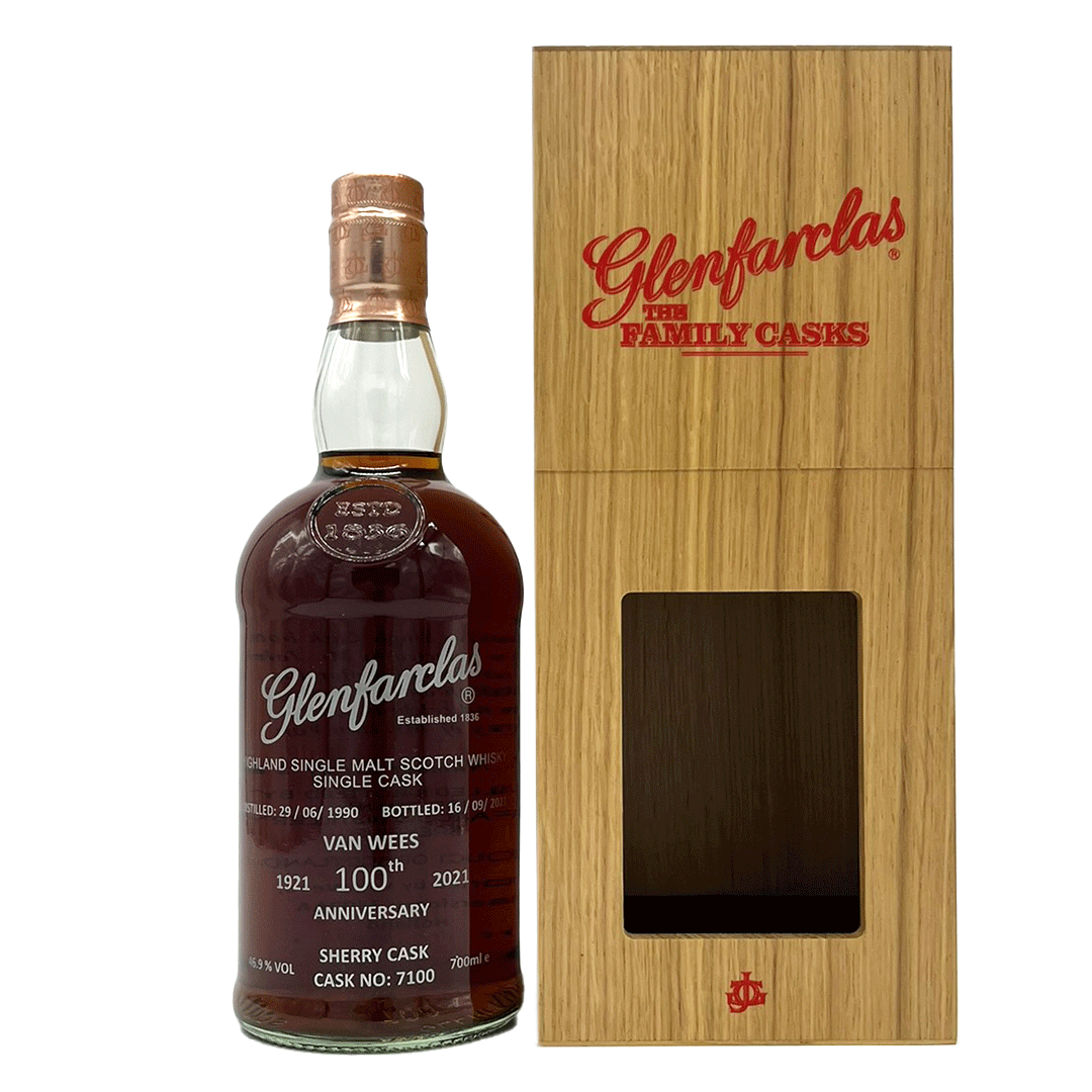 Glenfarclas 1990/2021 - 31 Jahre - Sherry Cask - Fassnummer 7100 - Van Wees 100th Anniversary - 46,9%