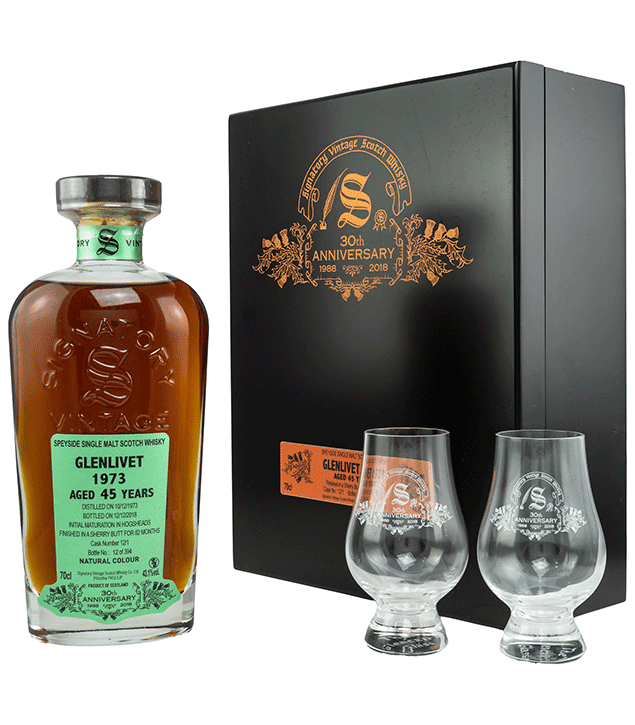 Glenlivet 1973/2018 30th Anniversary + 2 Gläser - Signatory Vintage