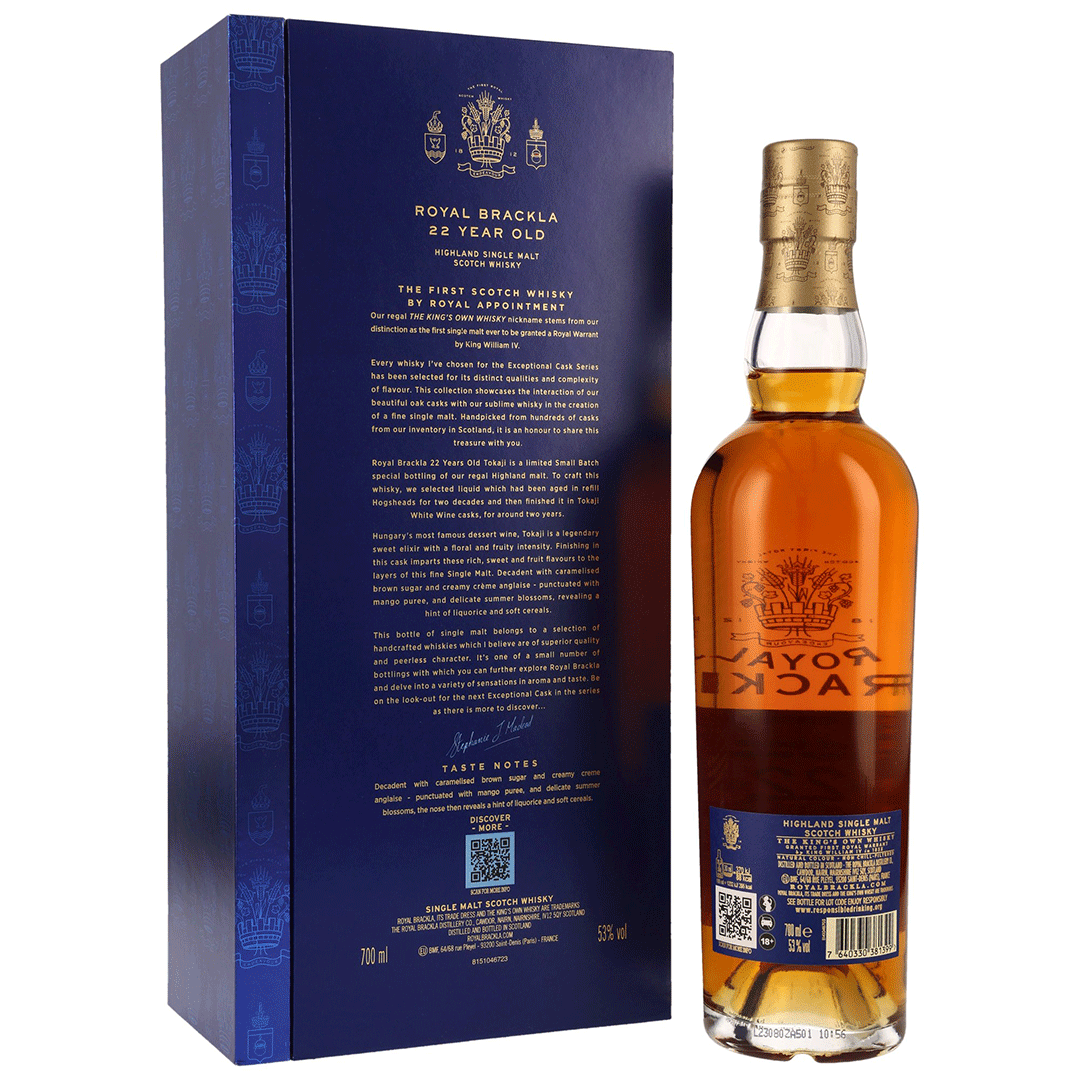 Royal Brackla 22 Jahre - Tokaji Cask - Fassnummer 500000-500004 - Exceptional Cask Series